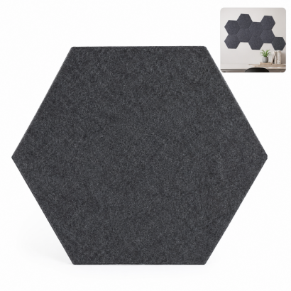 Filcowy Panel Ścienny Samoprzylepny HEXAGON Antracyt, 42x37 cm 4 mm – Panel Dekoracyjny, Akustyczny, Izolacyjny i Antykondensacyjny
