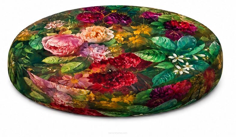 Poduszka na krzesło E-Ring Bukiet 37 cm – wygodna, okrągła, 3 cm, zdejmowany pokrowiec