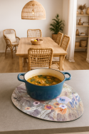 Podkładka owalna na stół, wzór Primavera 36×32 cm – gruby filc 4 mm, full-color, odporna na temperaturę do 120 °C, do kuchni lub komodę – Bertoni - 2