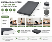 Materac do ćwiczeń 120x60x5 cm leżanka gimnastyczna Enigma - 3