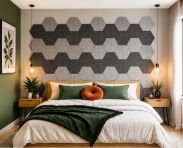 Filcowy Panel Ścienny Samoprzylepny HEXAGON Szary, 42x37 cm 4 mm – Panel Dekoracyjny, Akustyczny, Izolacyjny i Antykondensacyjny - 4