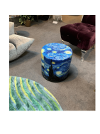 Pufa welurowa, Bertoni, nadruk Van Gogh Gwiaździsta Noc – okrągła pufa dekoracyjna, do salonu, walec 40cm, elegancka, zamek błyskawiczny - 6
