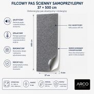 ARCO FeltWall Pas Filcowy Samoprzylepny 37 × 500 cm Dekoracyjno-Akustyczny, Czarny - 5
