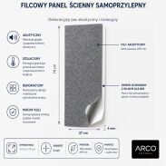 ARCO FeltWall Panel Akustyczny Filcowy Prostokąt Biały 37 × 74 cm Samoprzylepny - 5