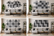 Filcowy Panel Ścienny Samoprzylepny KWADRAT Antracyt, 37x37 cm 4 mm – Panel Dekoracyjny, Akustyczny, Izolacyjny i Antykondensacyjny - 9
