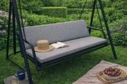 Poduszka ogrodowa wodoodporna na ławkę huśtawkę BERTONI Szara 120x40+40, zdejmowany pokrowiec - 5