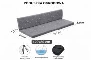 Poduszka ogrodowa wodoodporna na ławkę huśtawkę BERTONI Szara 120x40+40, zdejmowany pokrowiec - 4